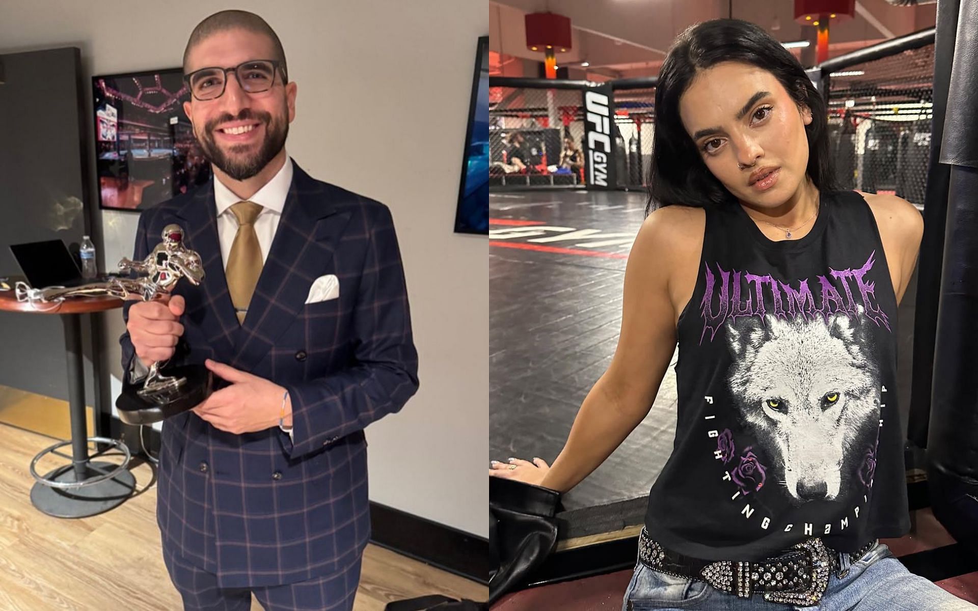 Ariel Helwani (left) talks about meeting Nina-Marie Daniele (right). [Images courtesy: @arielhelwani and @ninamariedaniele on Instagram]