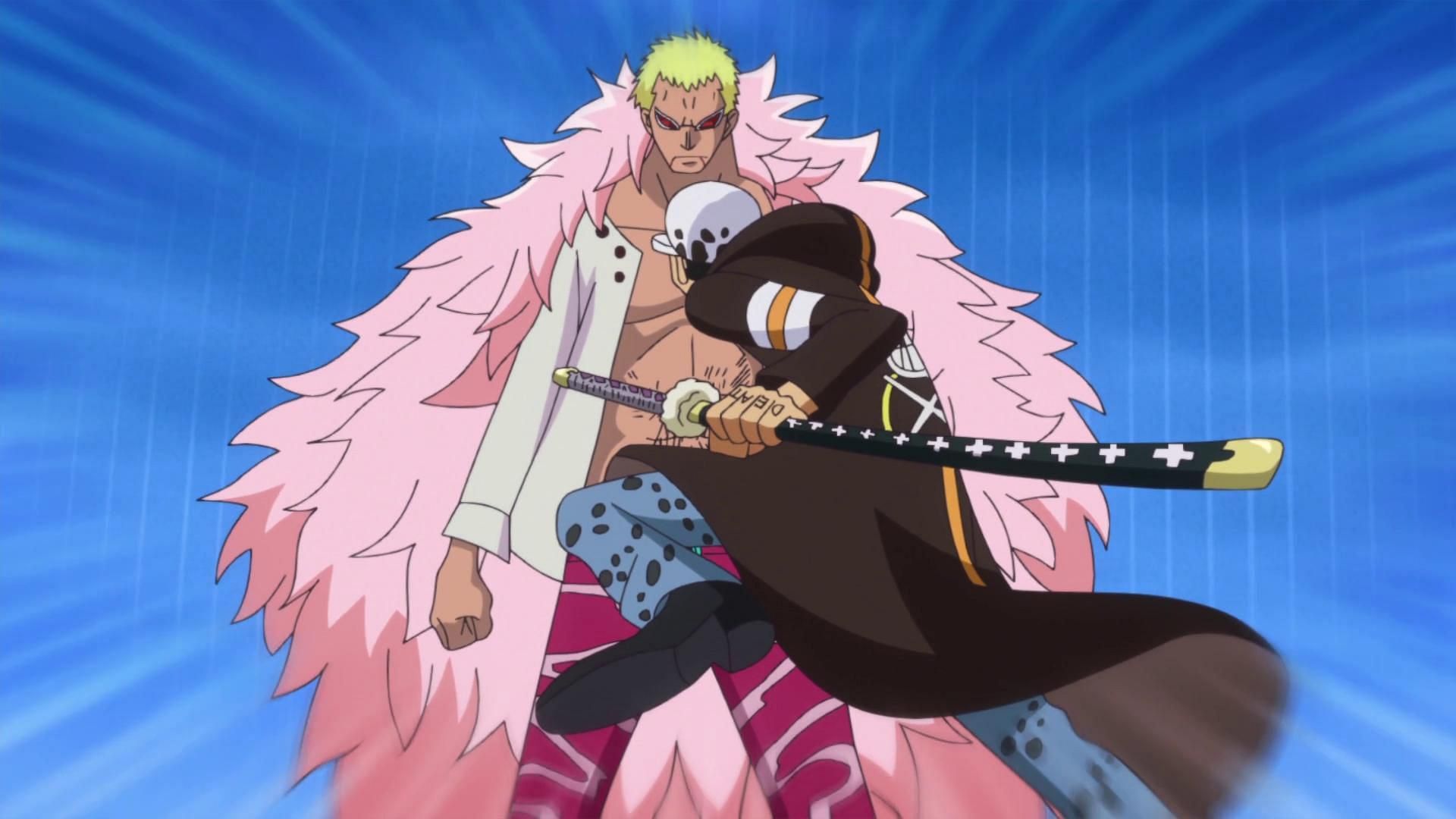 Law using Kikoku to fight against Doflamingo (Image via Toei Animation)