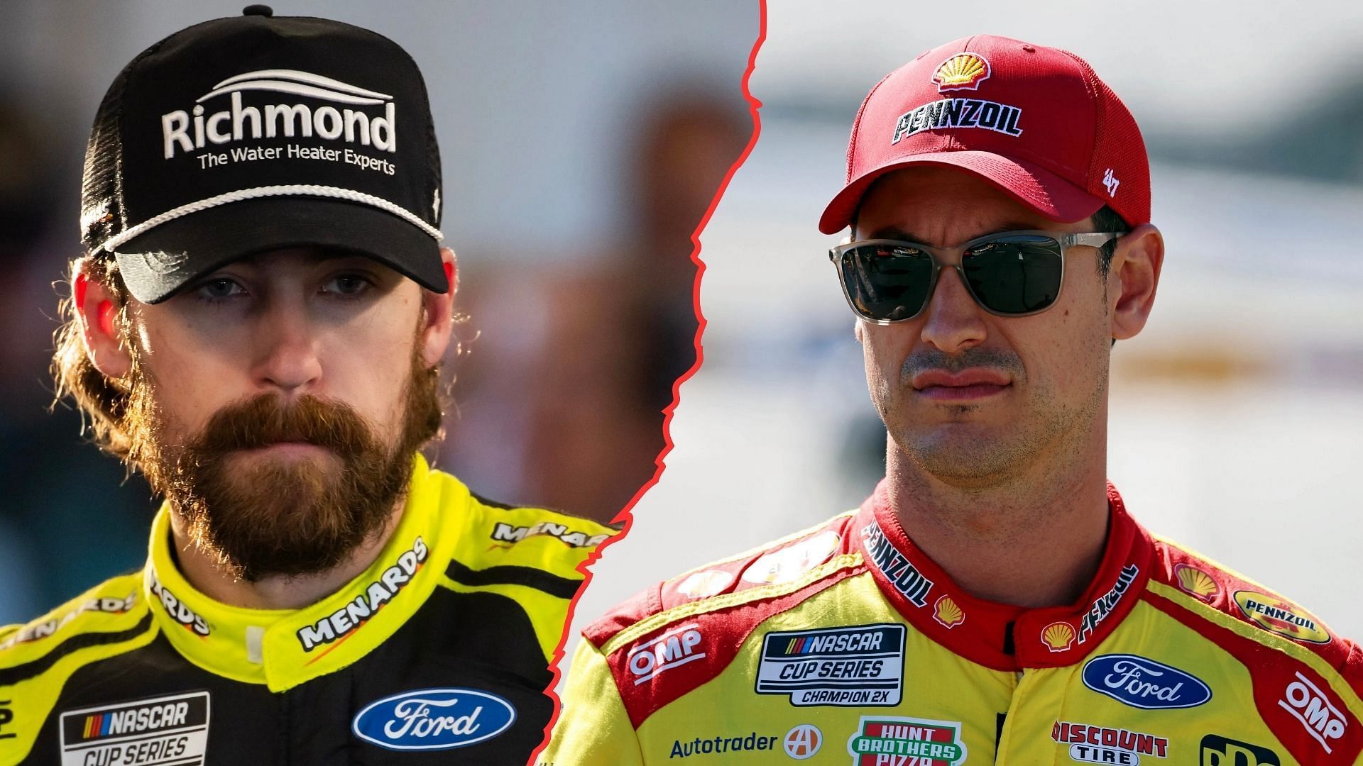 Ryan Blaney (L) reveals the unfortunate part of Joey Logano