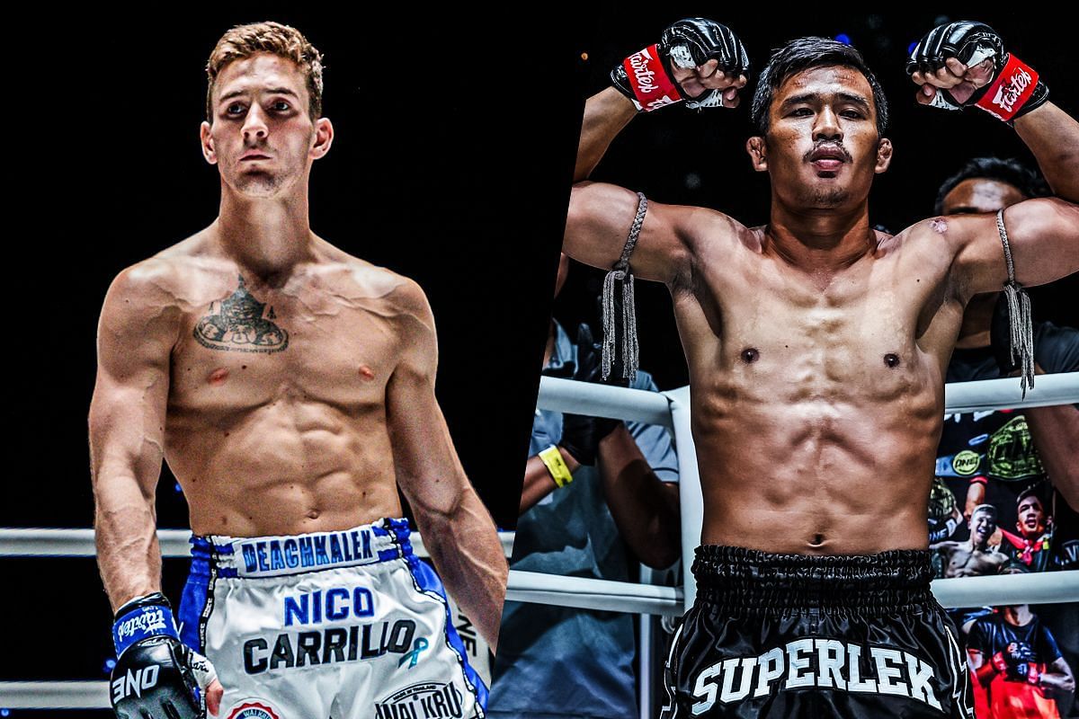 Nico Carrillo (left) and Superlek Kiatmoo9 (right). [Photos from ONE Championship]