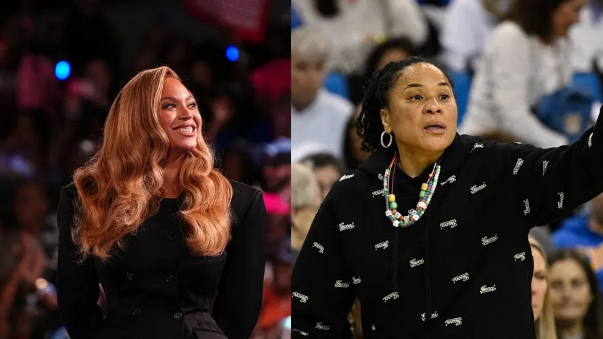 Beyonce (left) and South Carolina coach Dawn Staley (right) (Image Source: IMAGN)