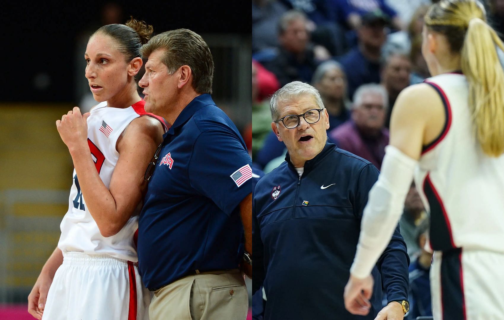 Diana Taurasi, Geno Auriemma, Paige Bueckers