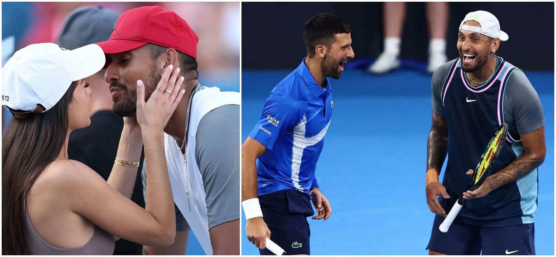 Nick Kyrgios, Costeen Hatzi and Novak Djokovic