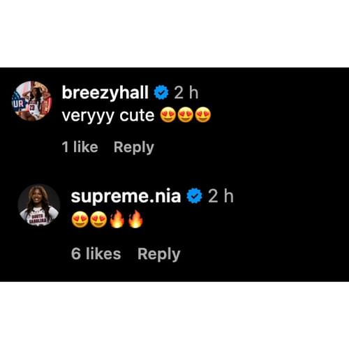 Bree Hall and Sania Feagin's reactions to Zia Cooke (Instagram/@z.loading__)