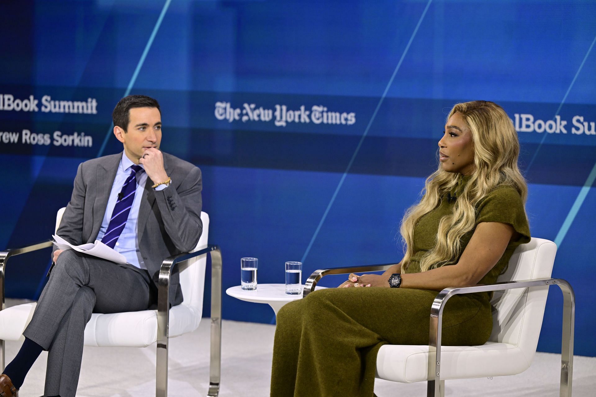 Serena Williams being interviewed at The New York Times Dealbook Summit 2024 (Image: Getty)