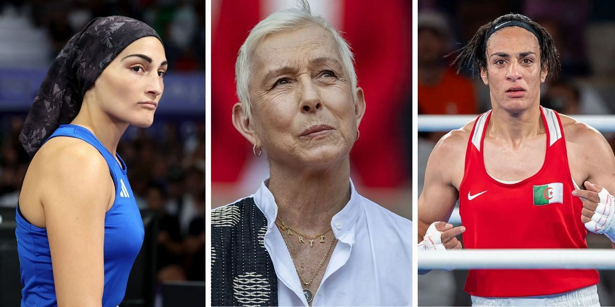 Angela Carini (L), Martina Navratilova (R), Imane Khelif (R); ( Source - Getty Images)