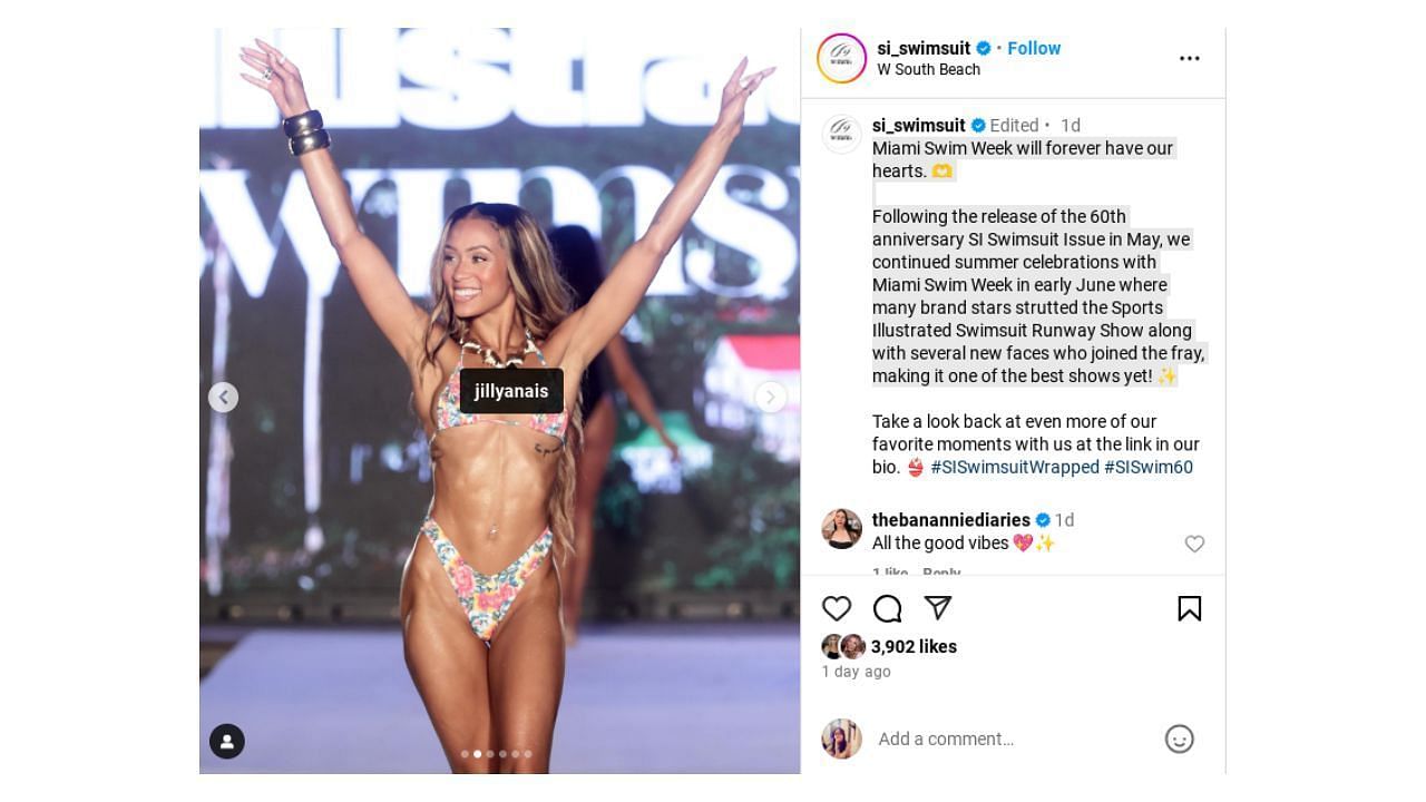 Screenshot of SI Swimsuit&#039;s Instagram Post. (Source: Via IG/ @si_swimsuit)