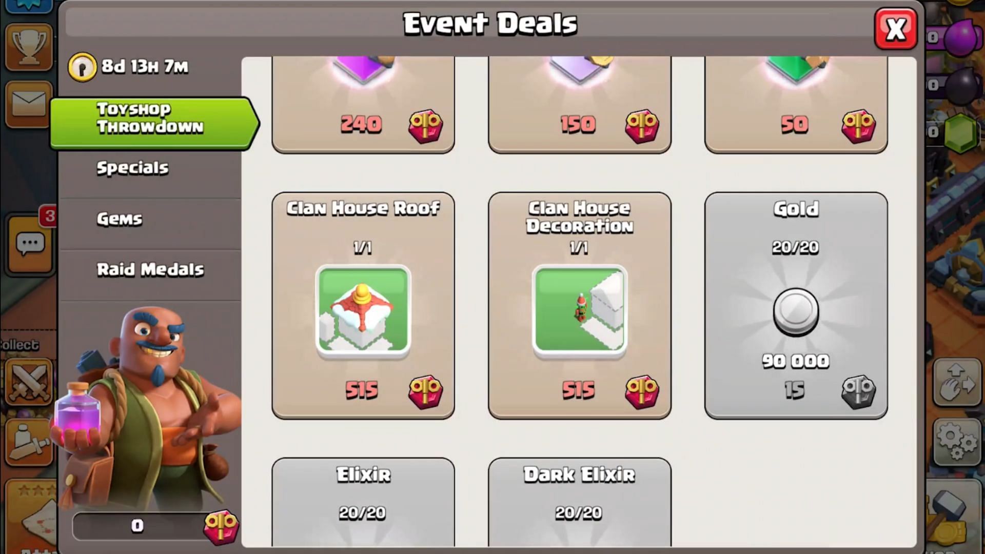 Clan Capital house parts available in the Trader shop (Image via Supercell)