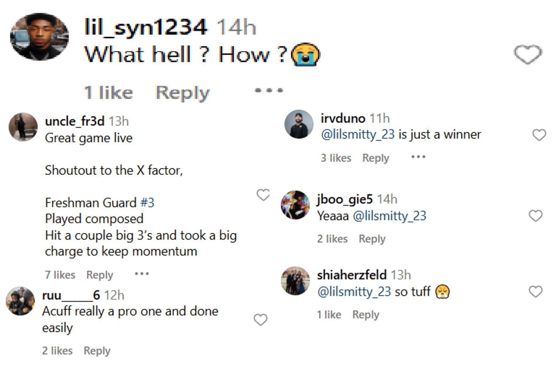 Fans react to Darius Acuff Jr. vs. Jordan Smith Jr. matchup (source: Instagram/slam_hs)