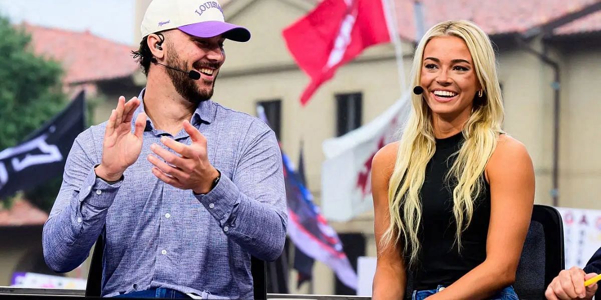 Paul Skenes and Olivia Dunne at the ESPN College GameDay in Baton Rouge, Louisiana. (Photo via Getty Images)