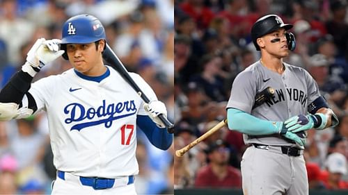 Shohei Ohtani of the Los Angeles Dodgers (L) and Aaron Judge of the New York Yankees (R) (Images from - Getty)