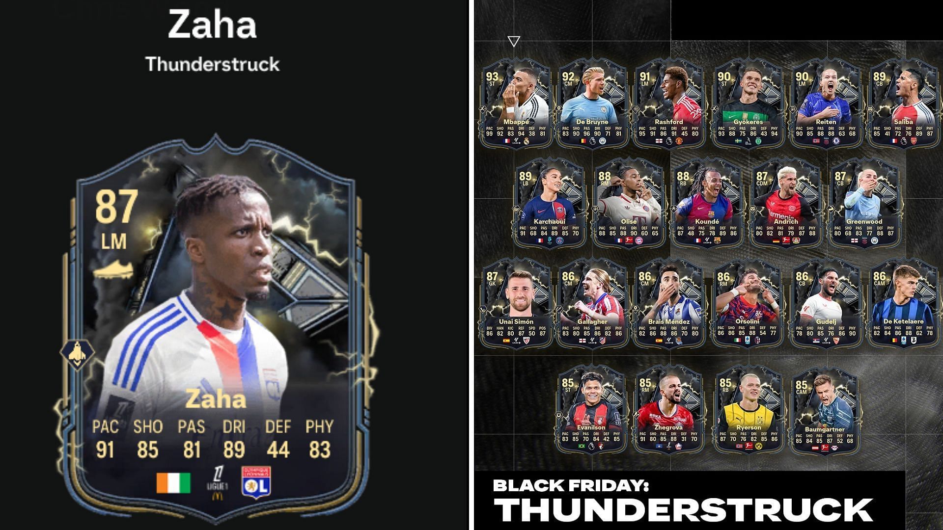 Wilfred Zaha Thunderstruck card (Image via EA Sports)