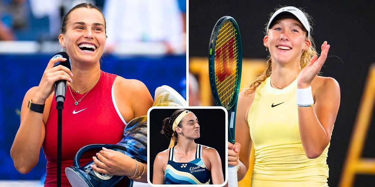 Aryna Sabalenka (L), Caroline Garcia (inset) and Mirra Andreeva (R) (Image Source: Getty)