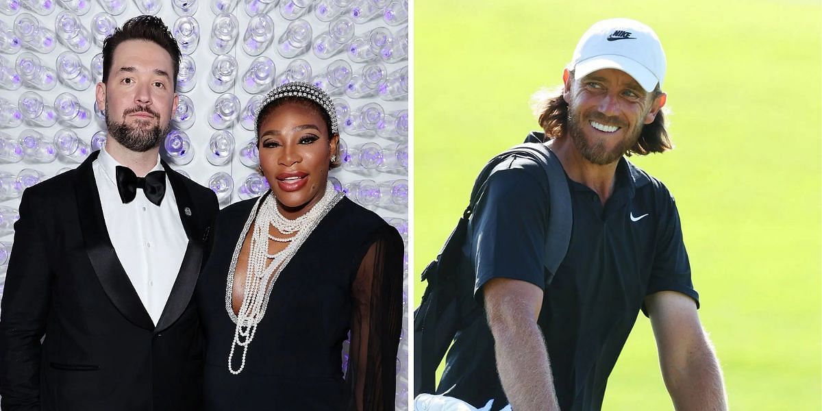 Alexis Ohanian and Serena Williams (L), Tommy Fleetwood (R), Sources: Getty