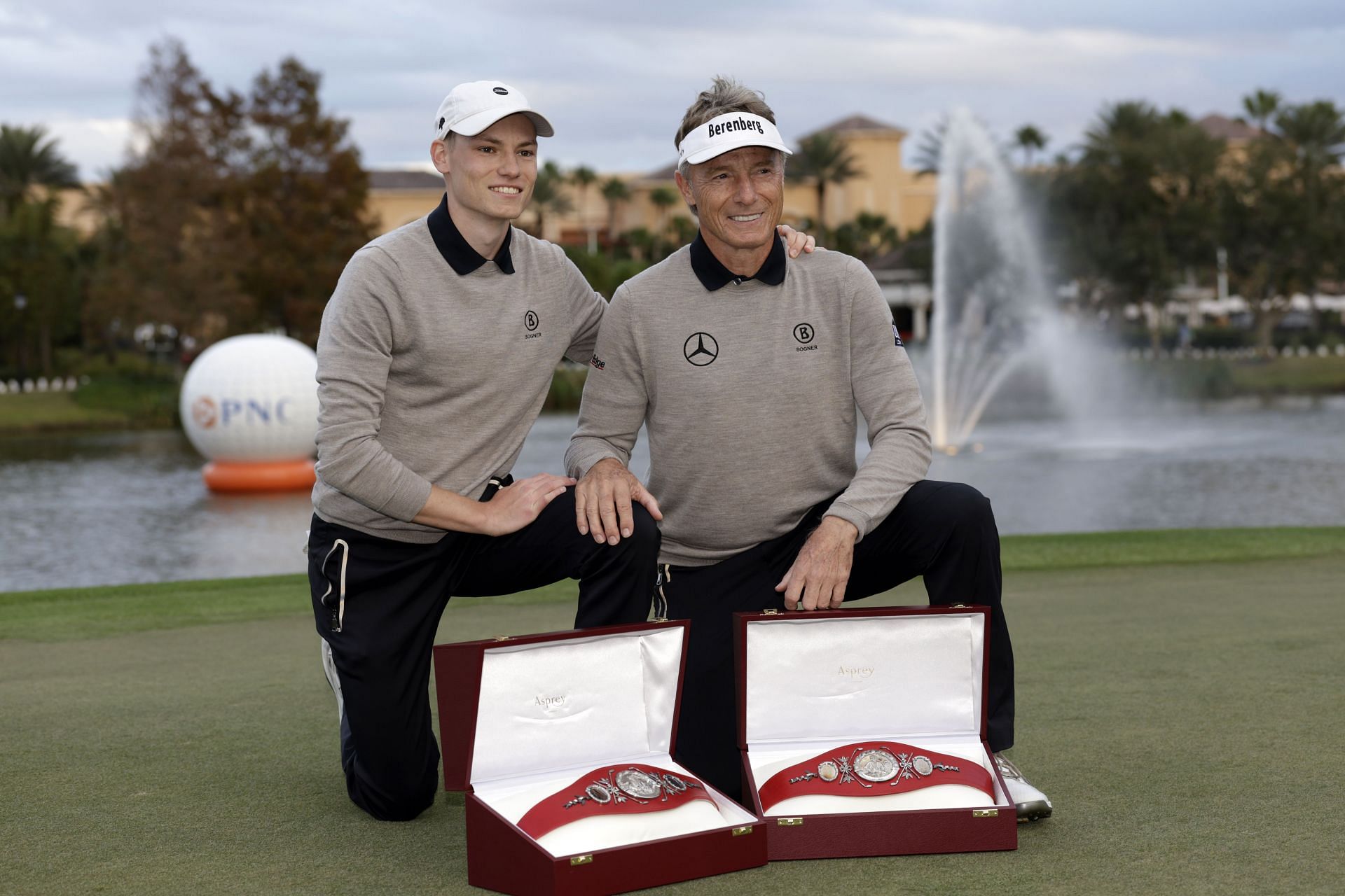 Bernhard Langer and his son and teammate Jason, 2024 PNC event - Round Two (Image via Getty)