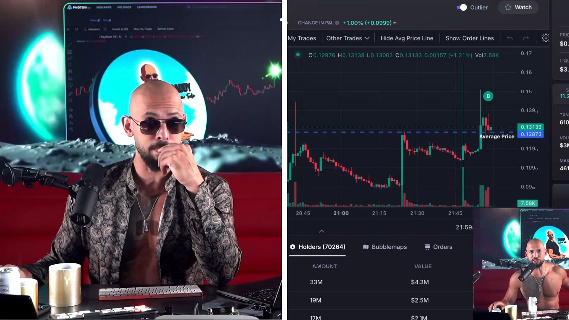 Andrew Tate did a cryptocurrency trading stream on Rumble last month (Image via Tate Speech by Andrew Tate/Rumble)