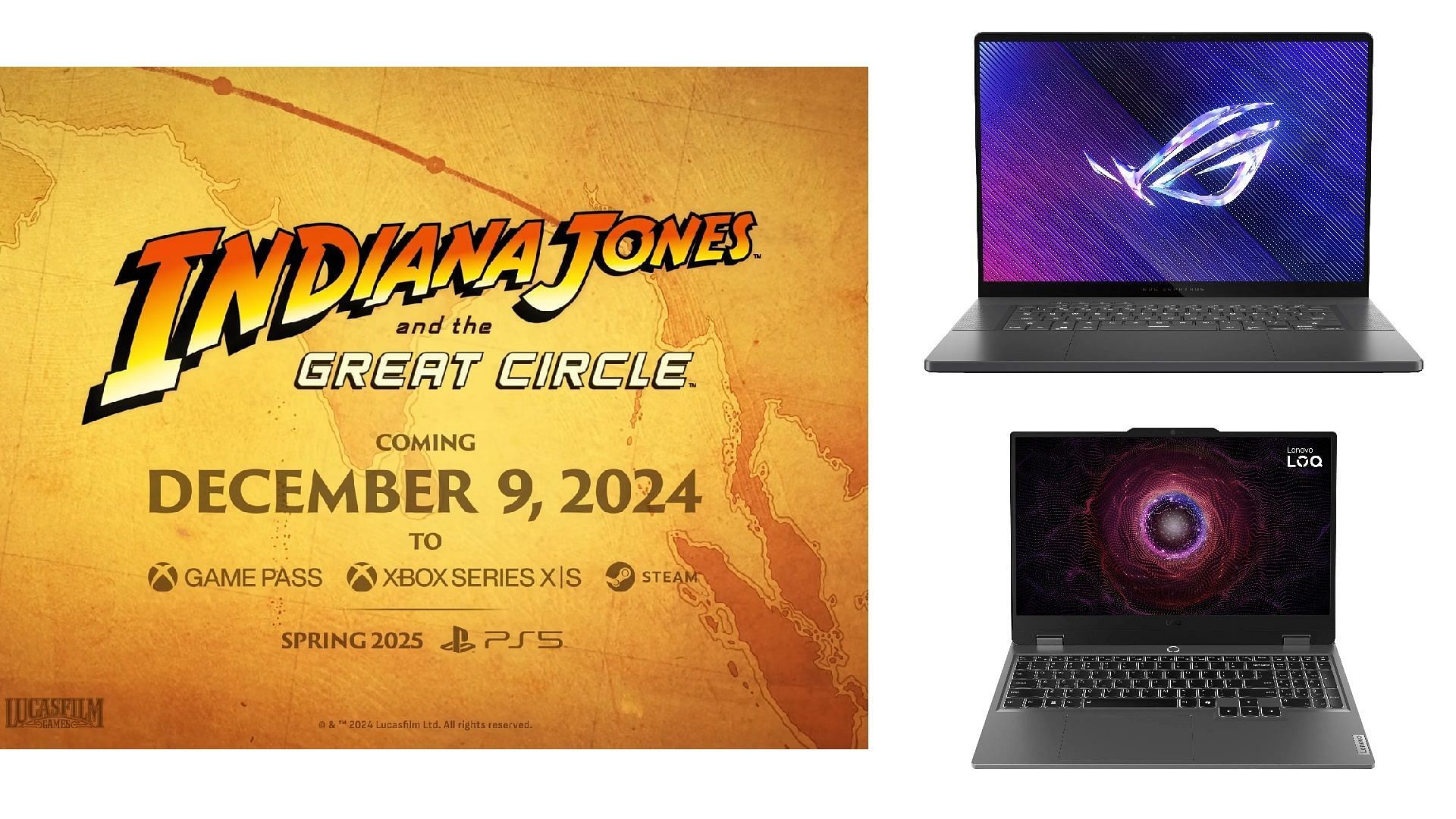 Picture of Indiana Jones and the Great Circle with ASUS ROG Zephyrus G16 and Lenovo LOQ 15