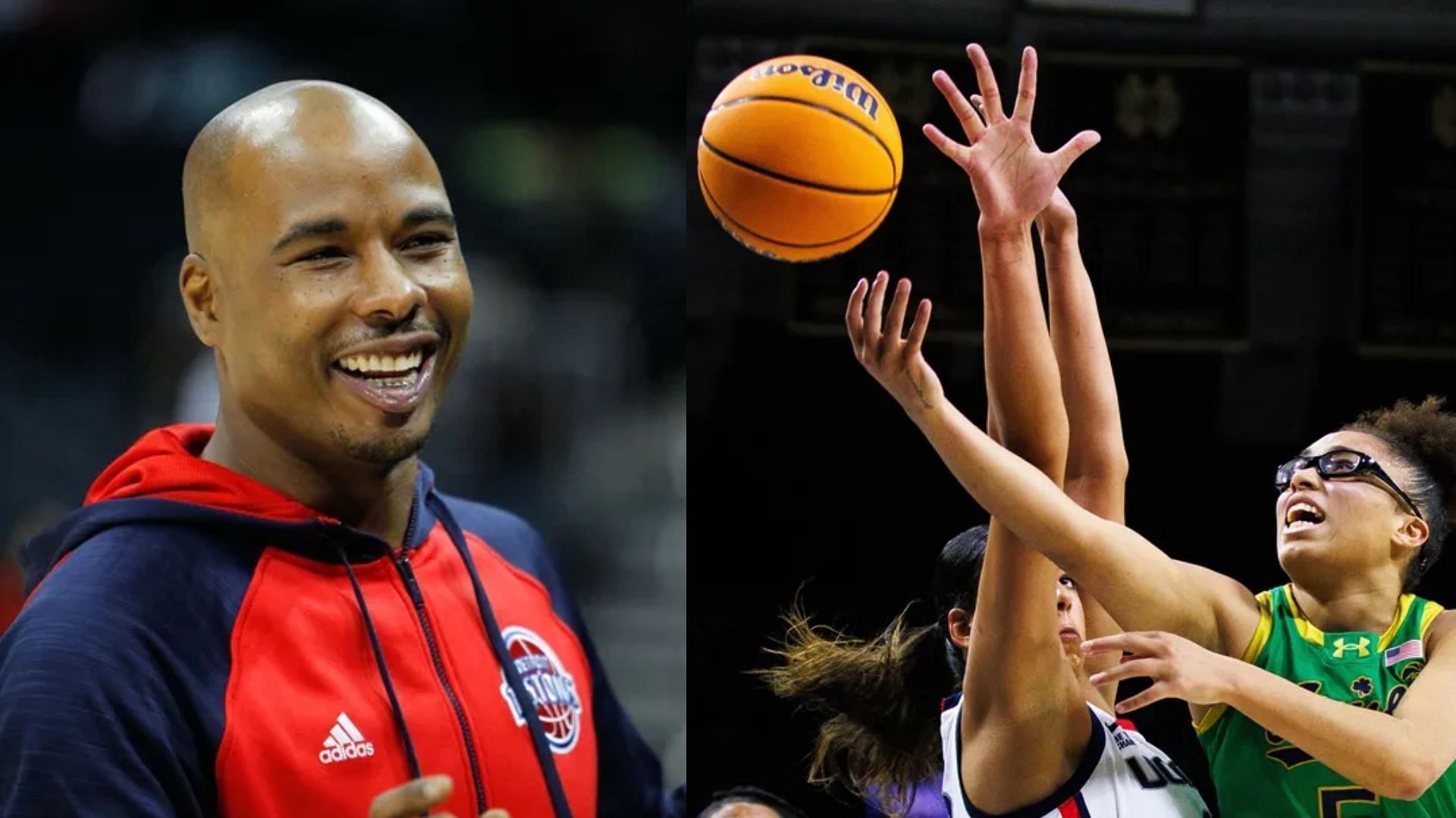 Former NBA star Quentin Richardson (left) and Notre Dame point guard Olivia Miles (right) (Image Source: IMAGN)