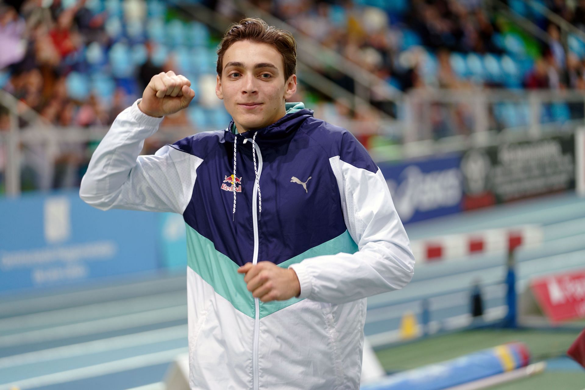 Duplantis after winning te pole vault event at the World Athletics Indoor Tour in France (Image via: Getty Images)