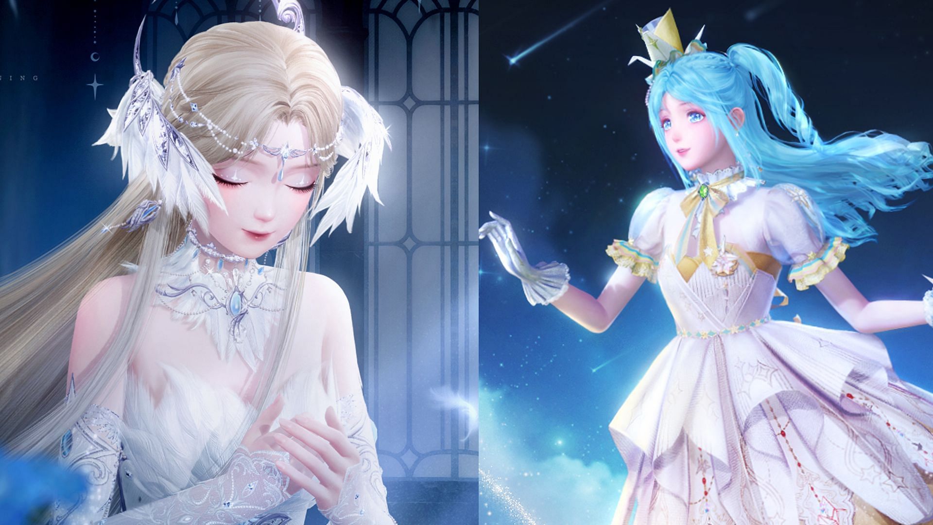 Silvergale&#039;s Aria and Wings of Wishes outfits (Image via Infold Games)