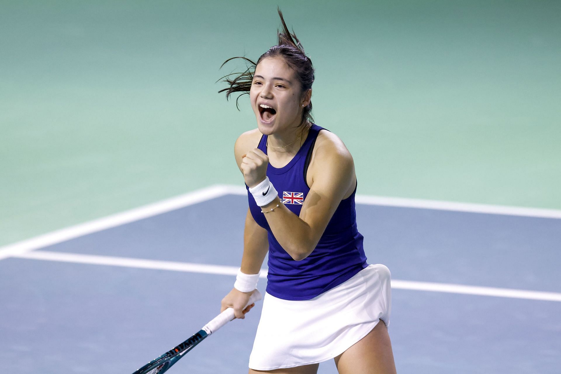 Raducanu pictured at the 2024 Billie Jean King Cup Finals - Image Source: Getty