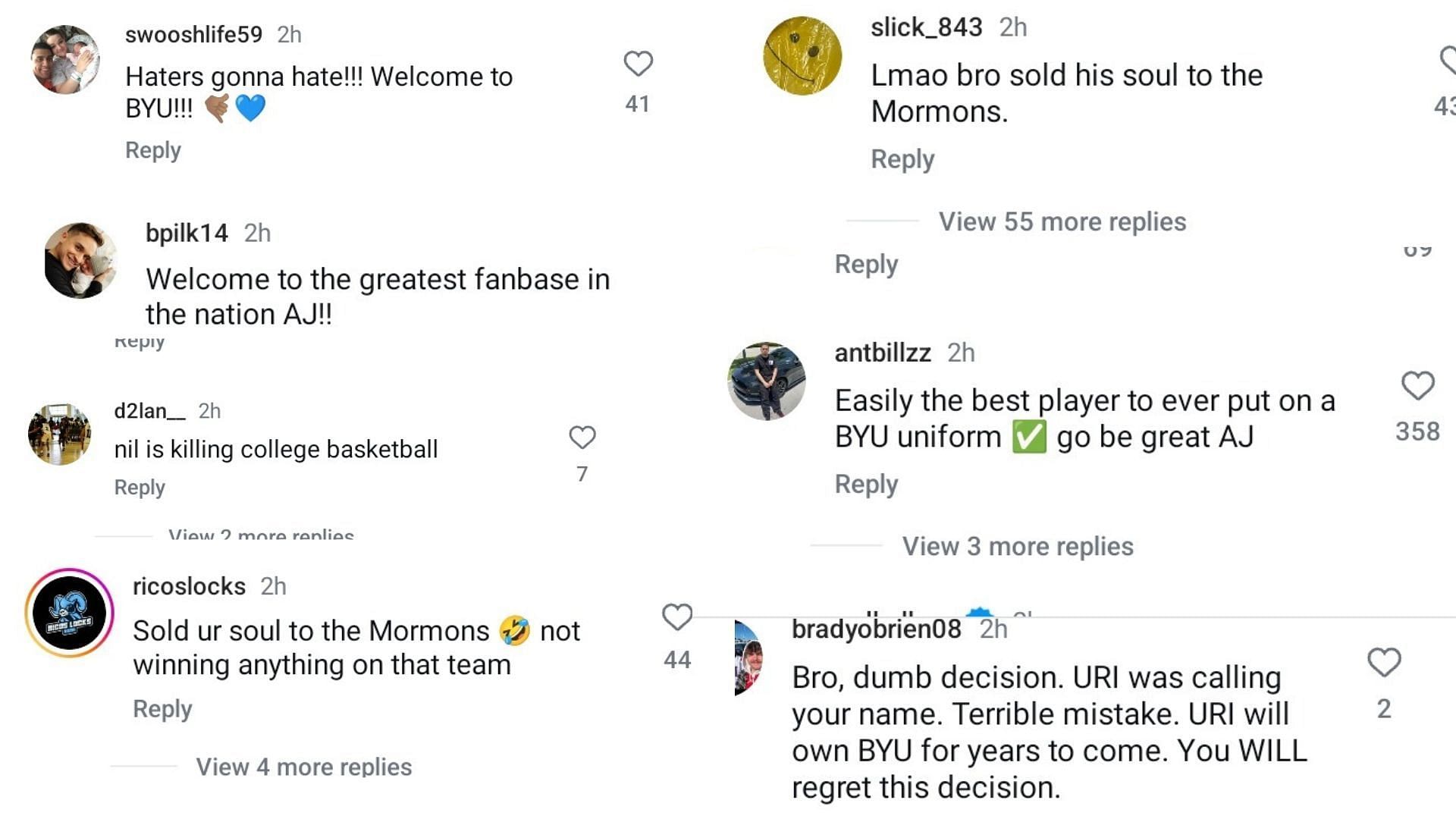 College hoops fans show discontent after AJ Dybantsa&#039;s college commitment partnered with a $18.98B-worth company. (Image via Instagram/@aj.dybantsa)