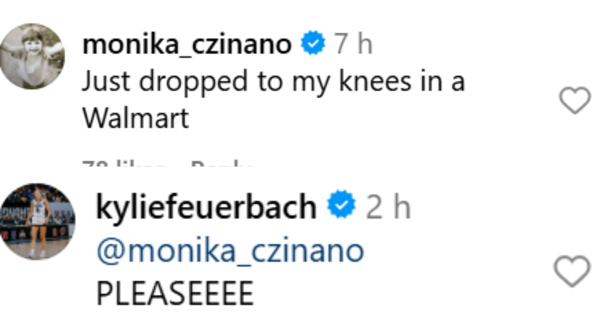 Monika Czinano&#039;s comment for Kylie Feuerbach saw them share a heartfelt interaction on Instagram.