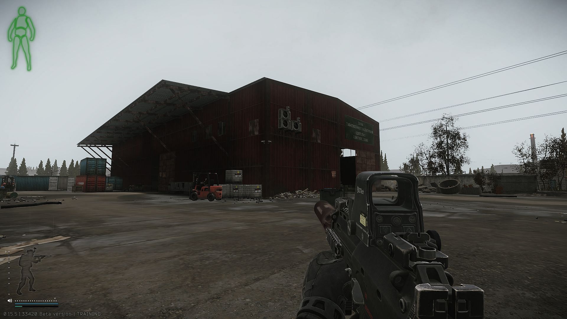 The &quot;Big Red&quot; warehouse on Customs (Image via Battlestate Games)