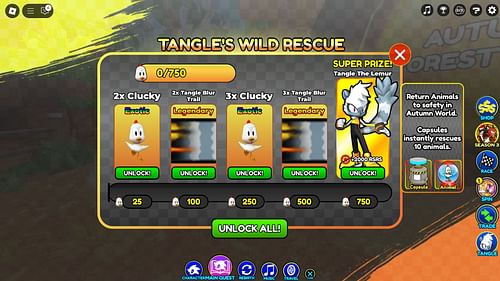 Tangle's Wild Rescue event objectives (Image via Roblox)