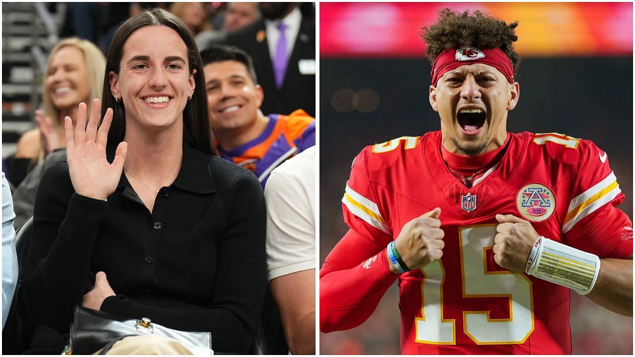 Caitlin Clark drops 4-word reaction after Chiefs bag 9th straight AFC West title. (Photos: IMAGN)