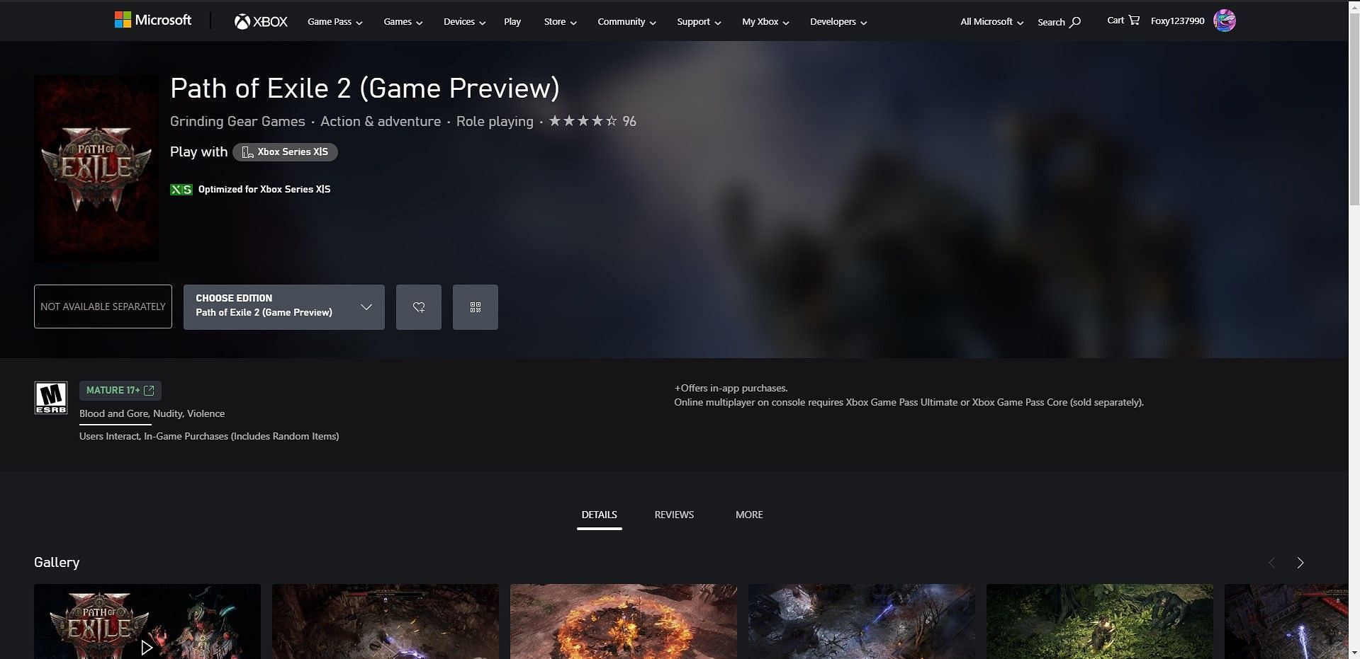 PoE 2 in Microsoft Store for Xbox X|S (Image via Microsoft Store)