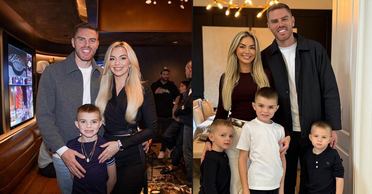 Freddie Freeman, wife Chelsea, and their sons Charlie, Brandon, and Max light up Christmas with sweet holiday photoshoot