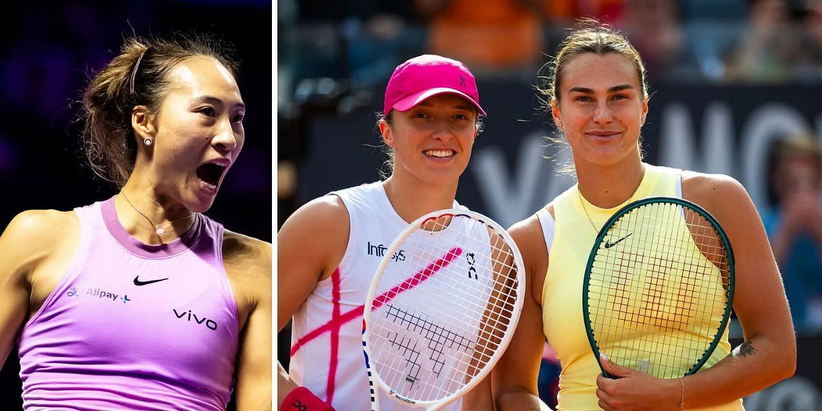 Zheng Qinwen (L), Iga Swiatek and Aryna Sabalenka (R), Sources: Getty