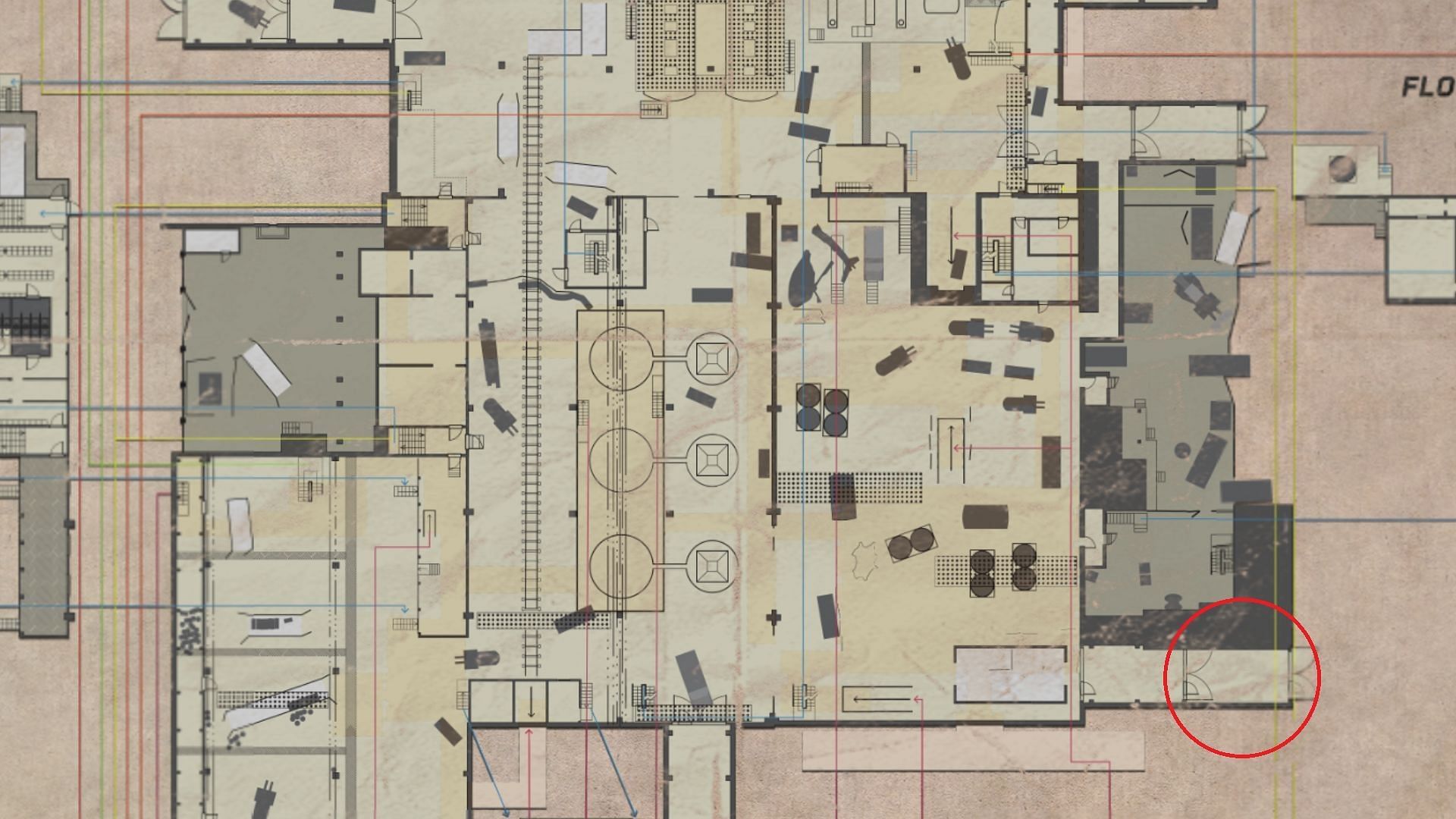 The location of the worker&#039;s dead body in Factory (Image via Battlestate Games II Map Genie)