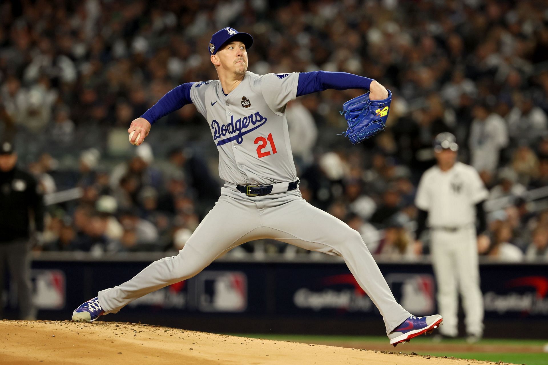 Buehler in action against the New York Yankees in the World Series - Source: Getty