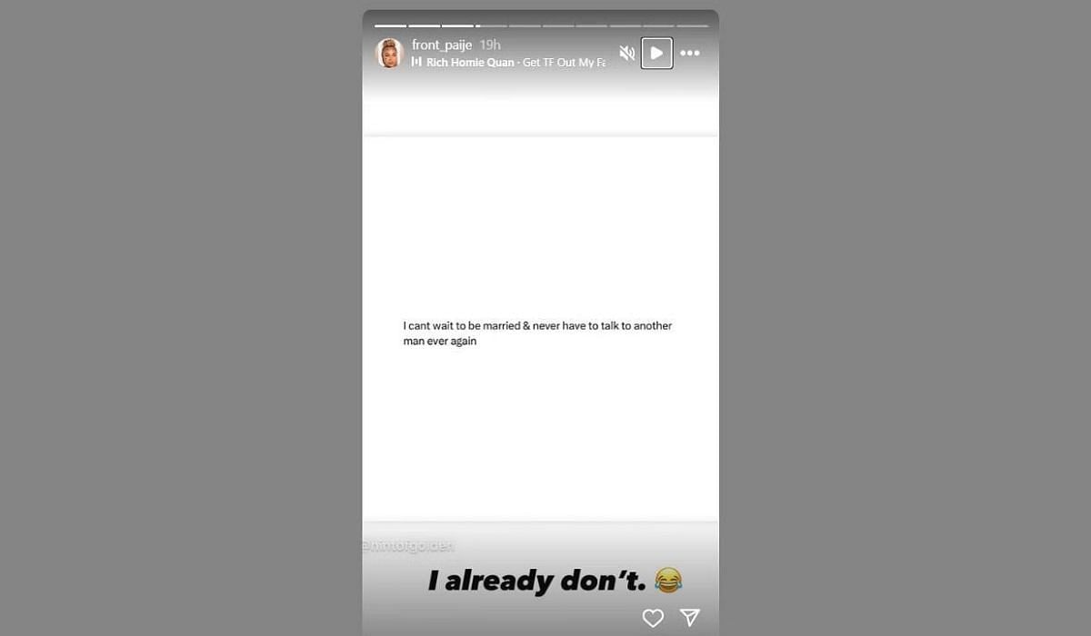 Paije expresses her thoughts on a graphic posted on her Instagram