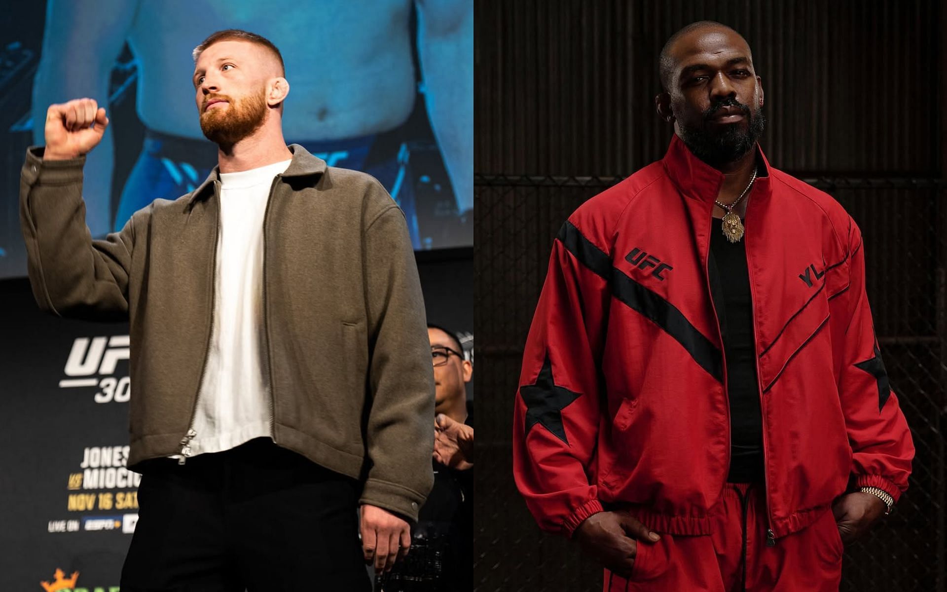 Bo Nickal (left) slammed the media platform for misleading fans with his comments about Jon Jones (right). [Image courtesy: @nobickal1 and @youngla on Instagram]