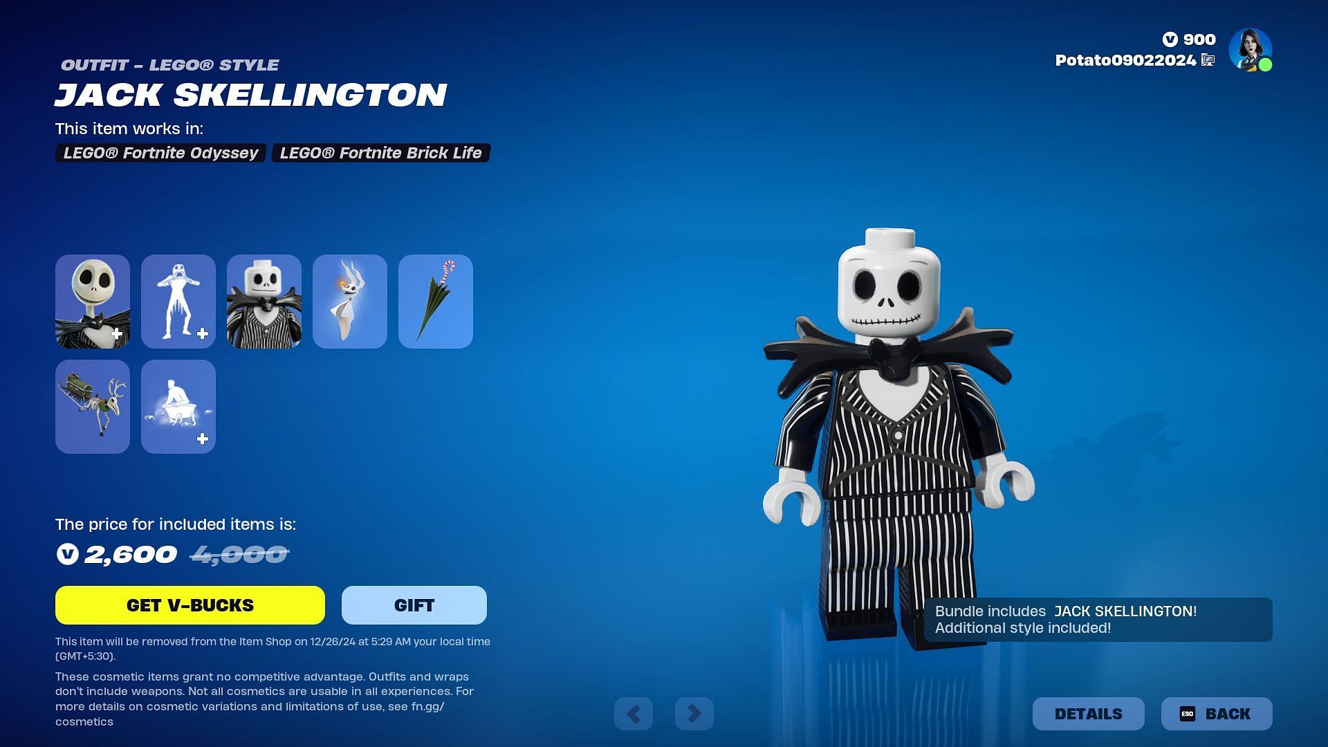 Jack Skellington will be listed until December 26, 2024 (Image via Epic Games)