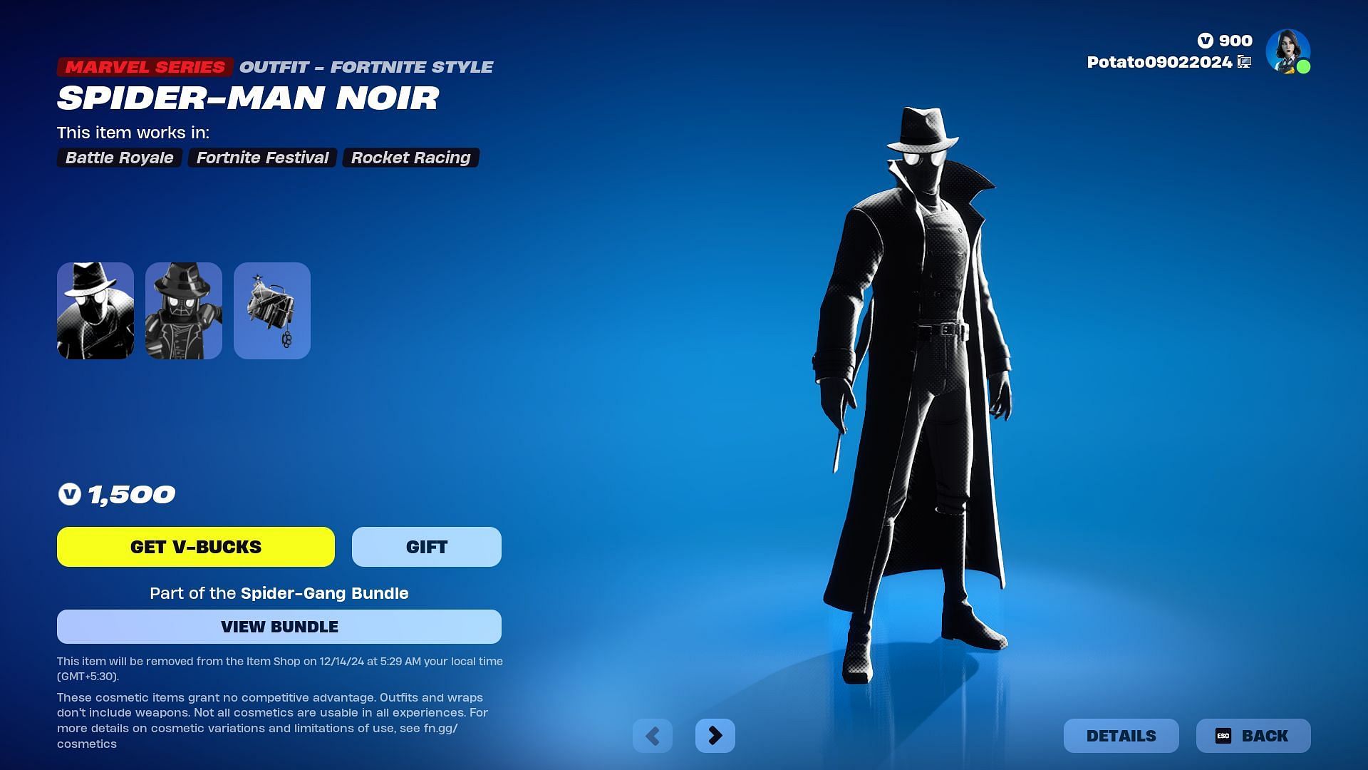 Spider-Man Noir (Image via Epic Games)