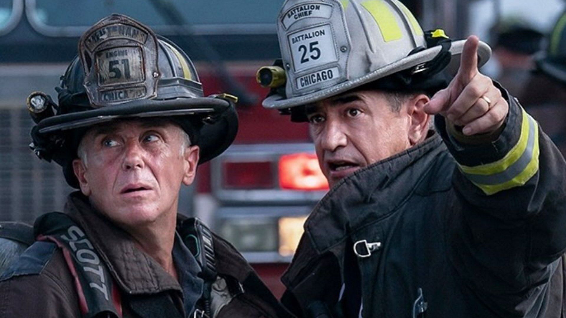 A picture of Herrmann and Pascal from Chicago Fire season 13 (Image via Instagram/@dermotmulroney)