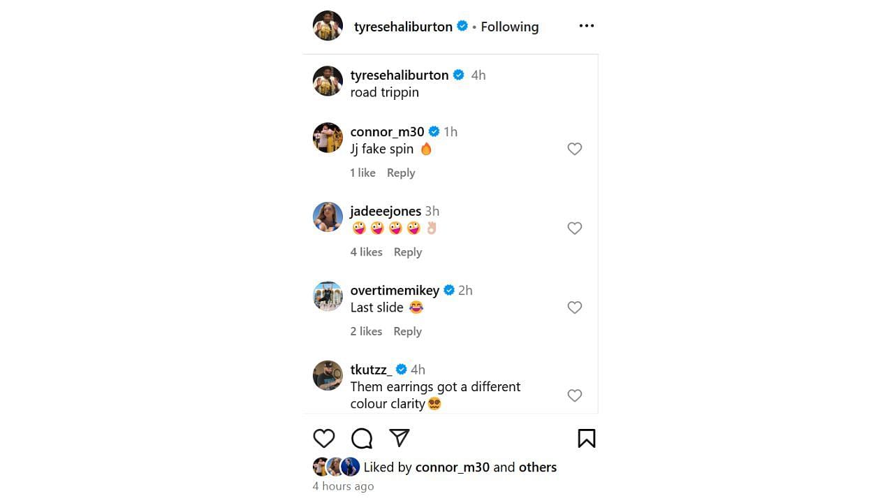 Connor McCaffery reaction to James Johnson&#039;s viral move against the Sacramento Kings. [photo: @tyresehaliburton/IG]