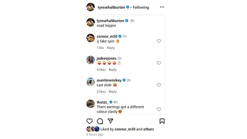 Connor McCaffery reaction to James Johnson's viral move against the Sacramento Kings. [photo: @tyresehaliburton/IG]