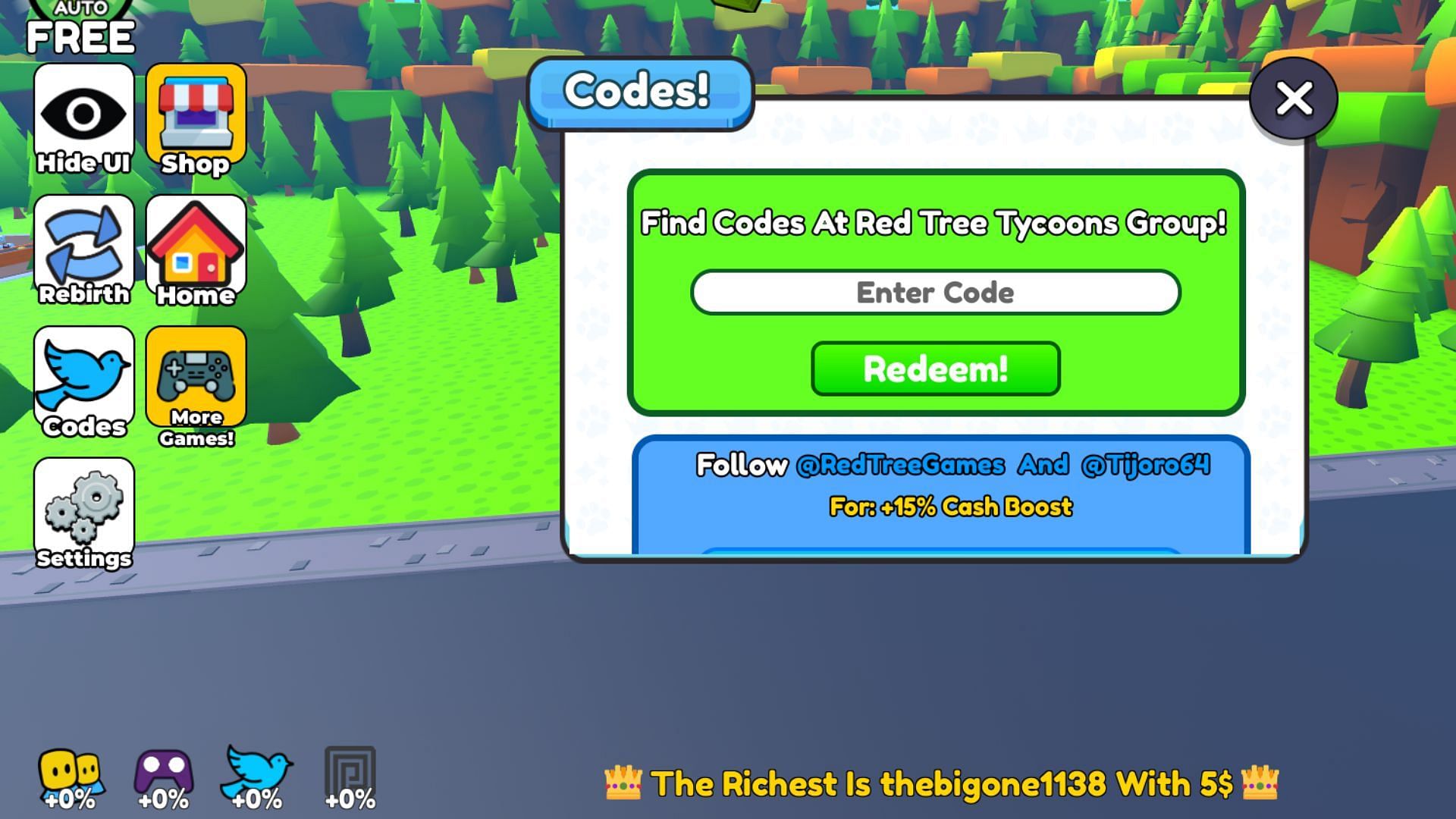 Redeem codes in Burgeria Tycoon (Image via Roblox)