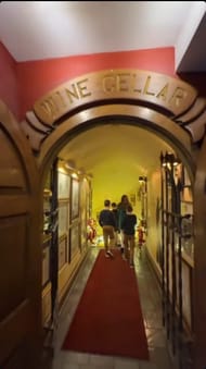 Samantha Busch visiting Angus Barn wine cellar (Source: @samanthabusch via Instagram)