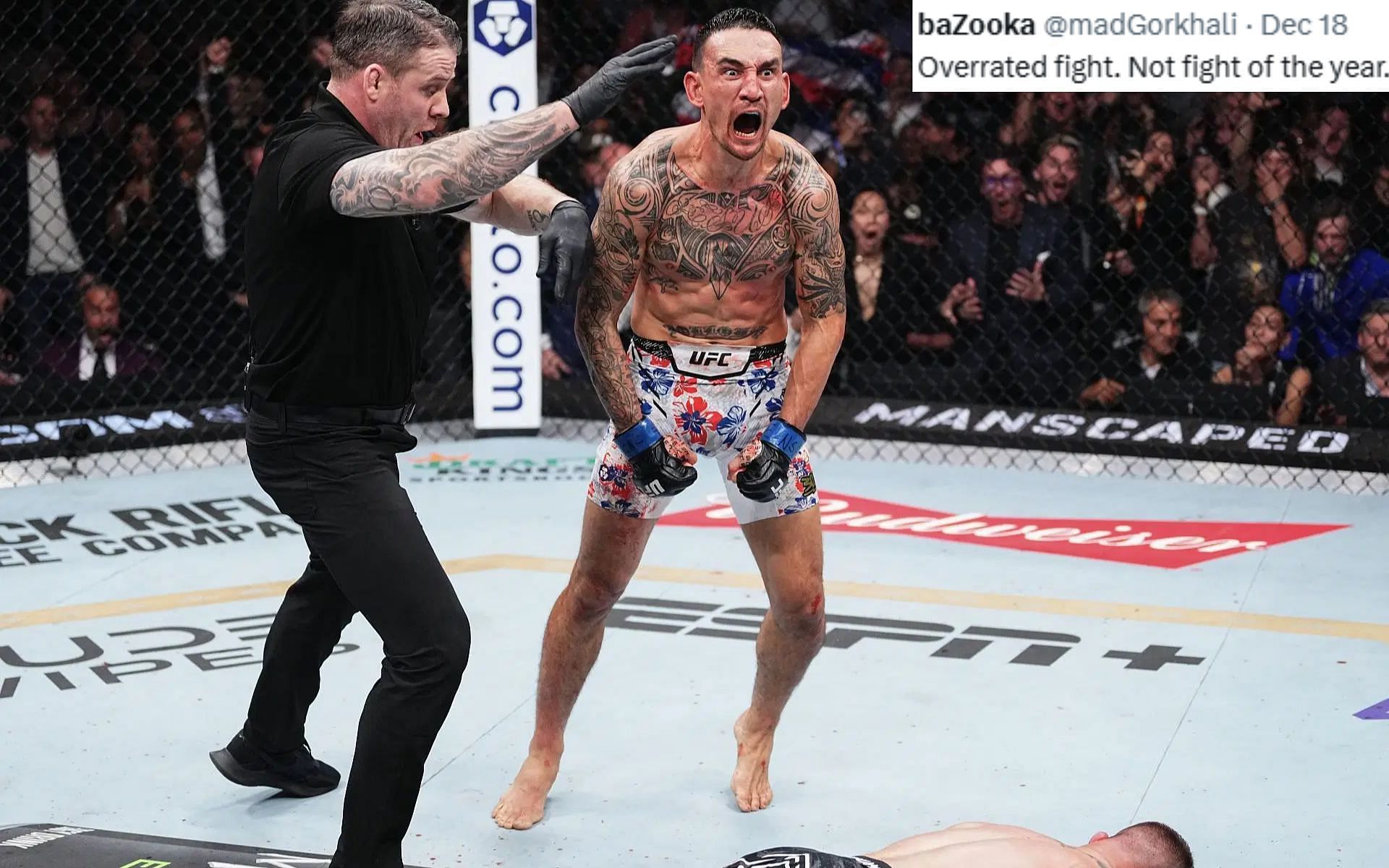 Max Holloway (pictured) receiving KO of the Year and Fight of the Year for UFC 300 win faces major criticism from fans [Image courtesy: Getty Images]