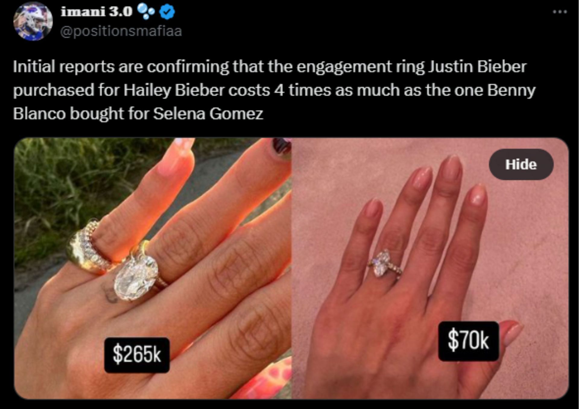 Netizen takes to X to compare the engagement rings (Image via X)