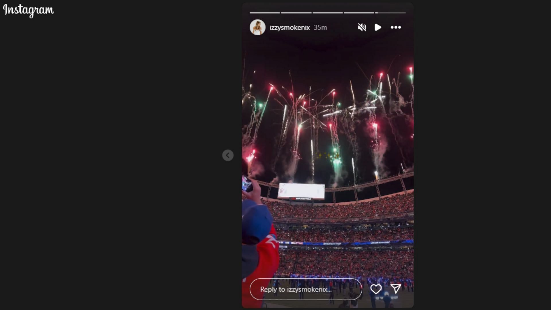 Celebratory fireworks after the Denver Broncos defeated the Cleveland Browns. (Photo via Instagram)