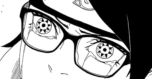 Sarada awakening her Mangekyou Sharingan (Image via Mikio Ikemoto and Masashi Kishimoto/Shueisha)