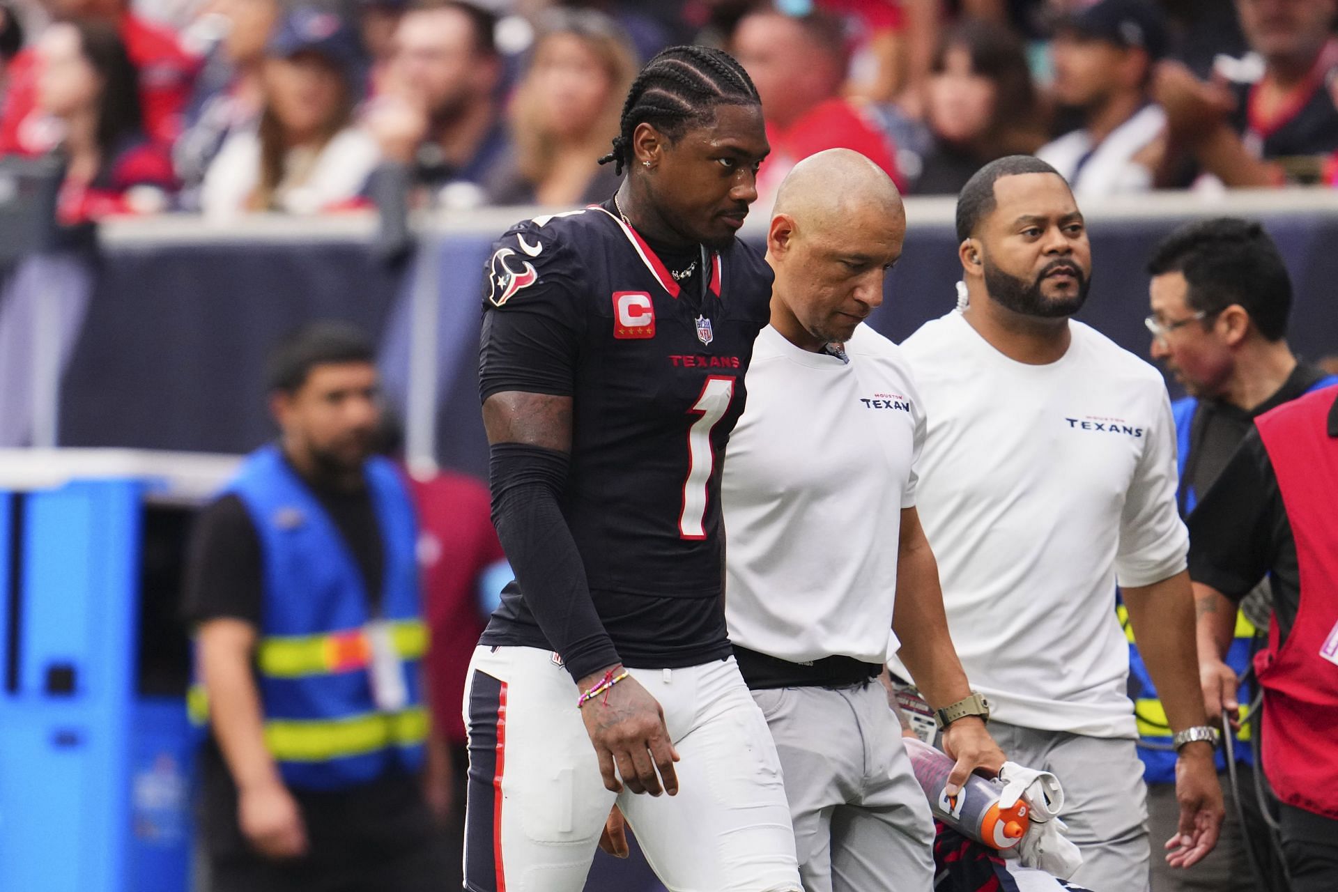 Stefon Diggs of the Houston Texans walks to the locker room - Source: Getty