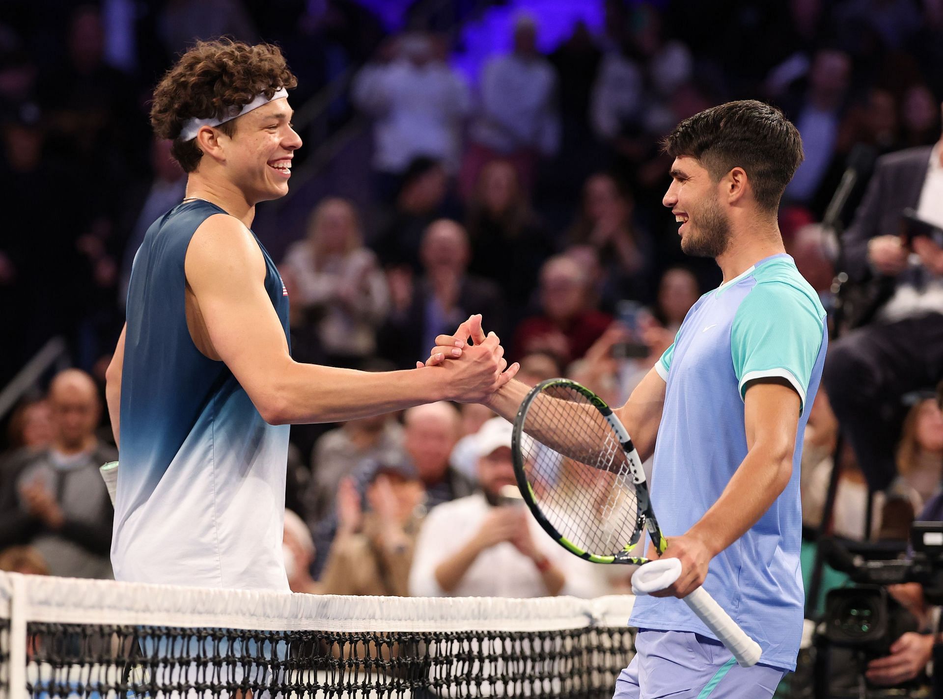 Ben Shelton (L) and Carlos Alcaraz at the 2024 Garden Cup. Image: Getty